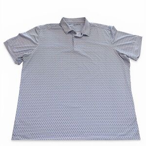 Mizzen+Main Blue Micro-Pattern Short Sleeve Polo